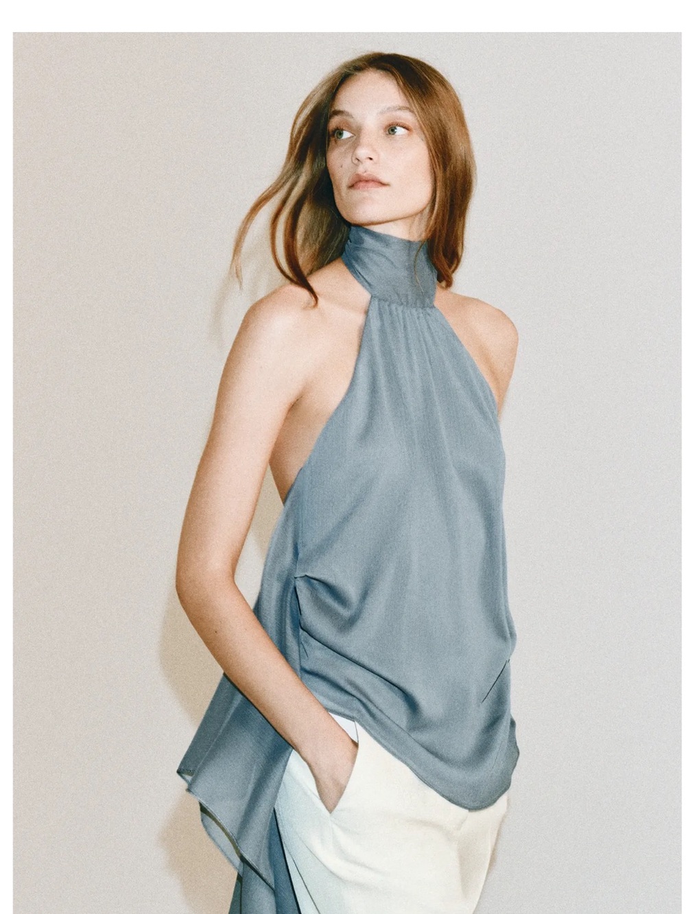 ZARA ZW COLLECTION ASYMMETRICAL HALTER TOP